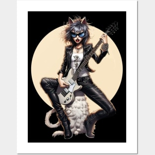 Cat Lady Rockstar: Black & White Comic-inspired Cartoon Music Posters and Art